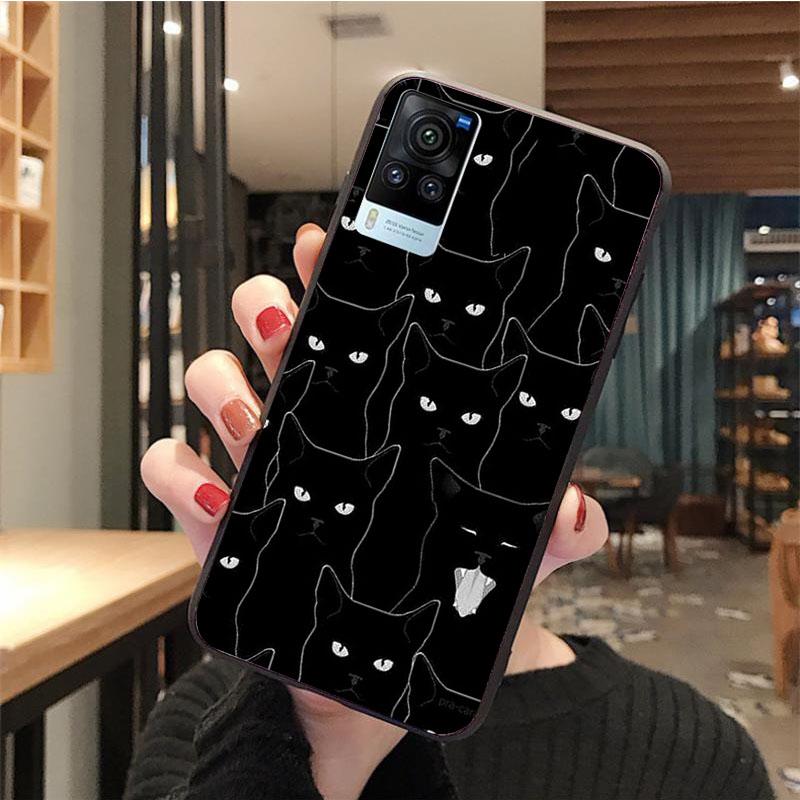 Black Cat Phone Case for VIVO V21E V21 V23 V23E V2109 Y53S Y33S Y55 Y76 Y31 Y21 Y72 Y01 Y21S Y11S