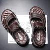 Herrenschuhe Sommer Echtleder Sandalen Herren Fahren Atmungsaktive All-Match Strandschuhe Rutschfeste Außenbekleidung