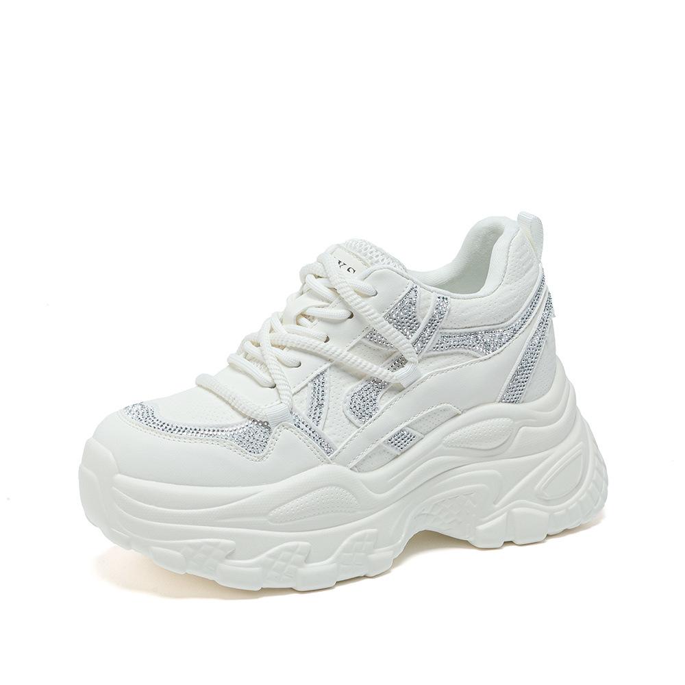 Spring New Super Fire Thick-soled Inner Height-increasing Dad Shoes Casual Sports Shoes Rhinestones