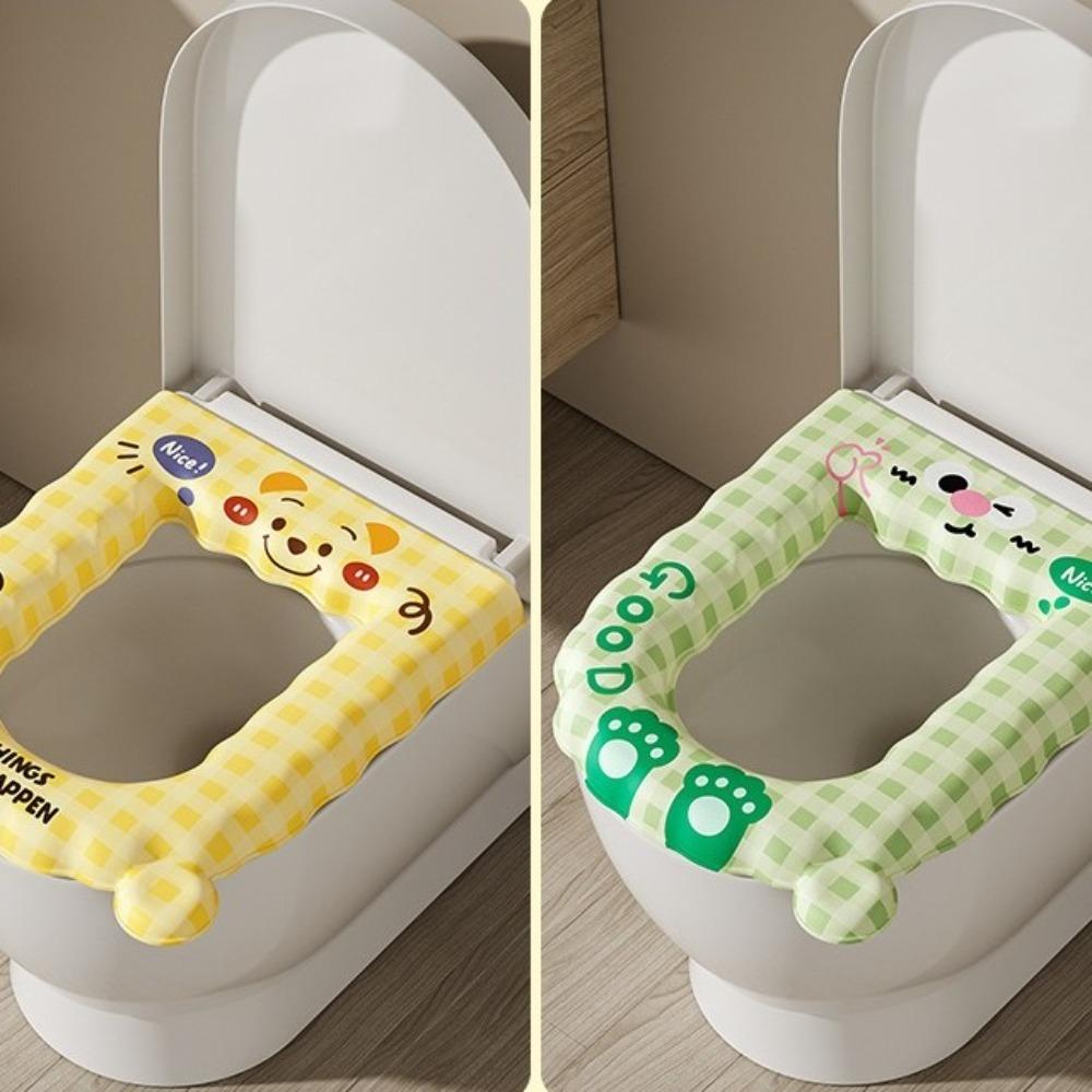 2PCS Waterproof Toilet Seat Cover Cartoon Pattern Toilet Lid Cushion Closestool Mat Household
