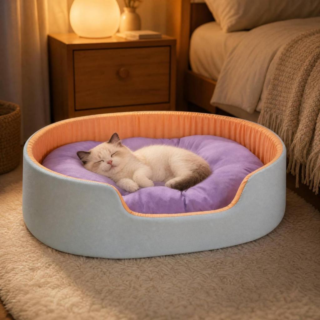 Pet Bed with Removable Pad Soft Semi-Enclosed Nest Calming for Dogs