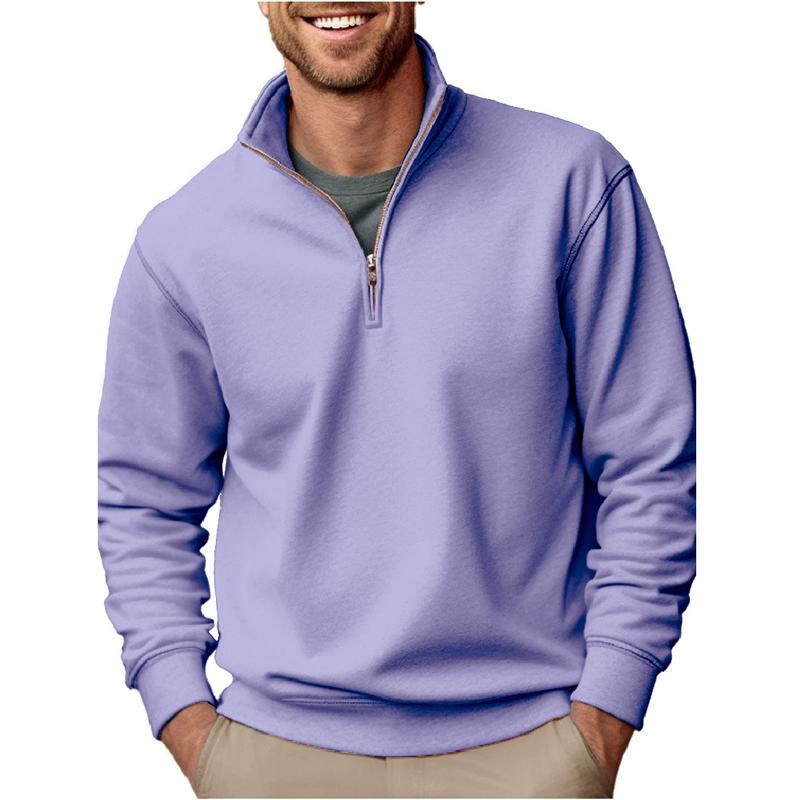 New Men's Hoodie Casual Zipper Stand Collar Thick and Fleece Solid Color Men's Hoodie