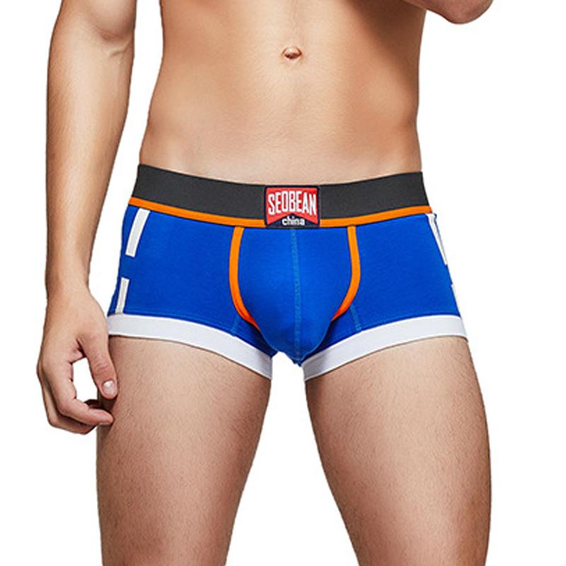 Men's Fashion Color Block Boxer Briefs Sexy Low Waist Male Boxer Shorts Comfor Breath Printed Underwear