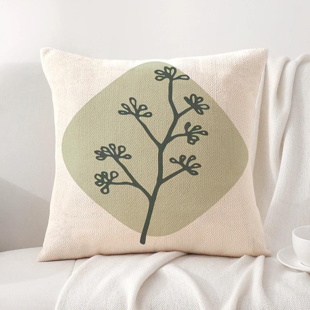 Minimalist Plants Cushion Cover Natural Linen Organic Fabric DoubleSided Printing Sofa Home Decor Gift Pillow Cover