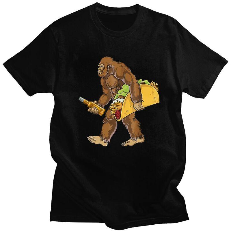 

Custom Bigfoot Carrying Taco And Beer T Shirt for Men Pure Cotton Tshirt Tee T-shirt Loose Fit - Men s Summer Cotton Graphic Tee 5XL різнокольоровий