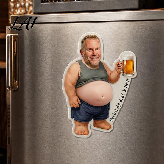 Zachte Buik Koelkastmagneet Papa met Buik Stressverlichter Knijp Notitiehouder Koelkastmagneet Foto voor Keukendecor
