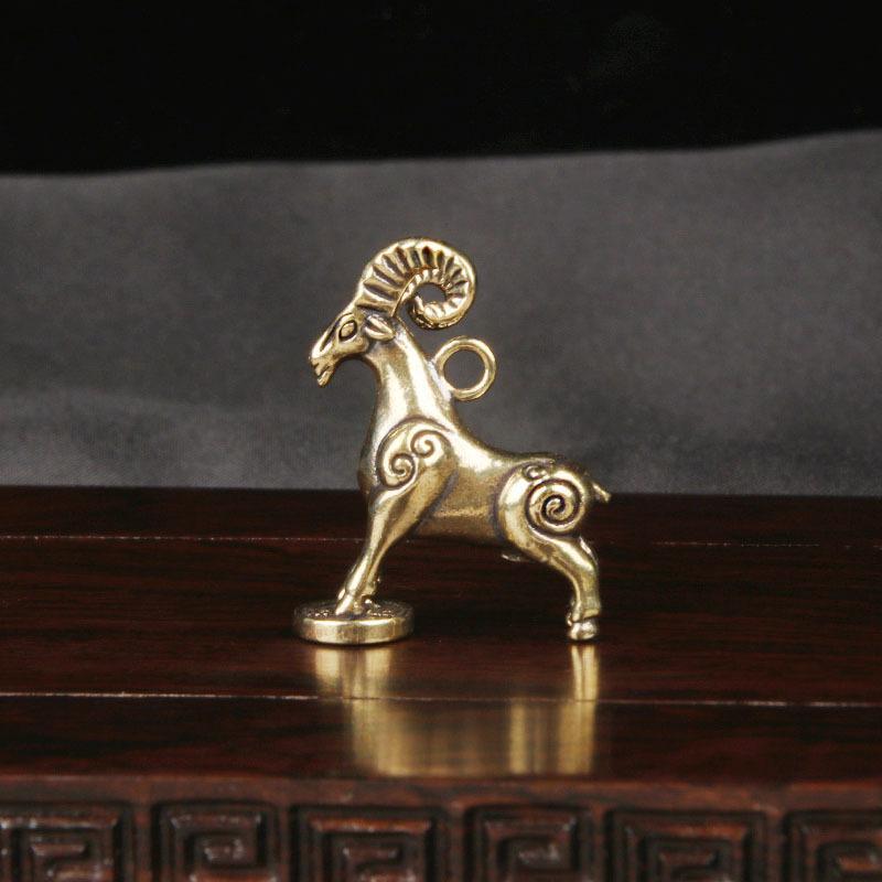 Chinese Zodiac Goat Sculpture Step On Money Sheep Figurine Brass Animal Statue Desktop Ornament Wealth Fengshui For Home Decor