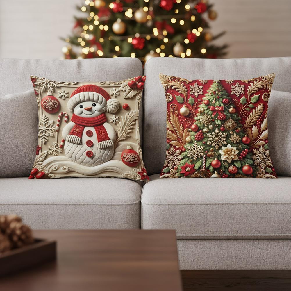 4pcs 2D Christmas Pillow Cover Christmas Snowy Village Pillowcases Santa Claus Elk Pillow Cover Navidad Natal New Year Gift 2026