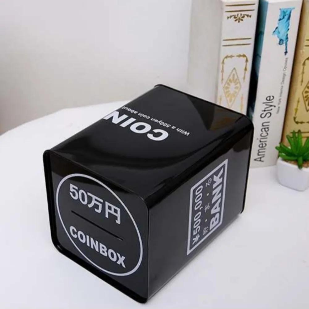 Adults Cash Box Square Piggy Bank Creative Money Boxes Piggy Bank Metal Savings Period Gold Safe Coin Box Home Large for Paper Money Gift 365 Days