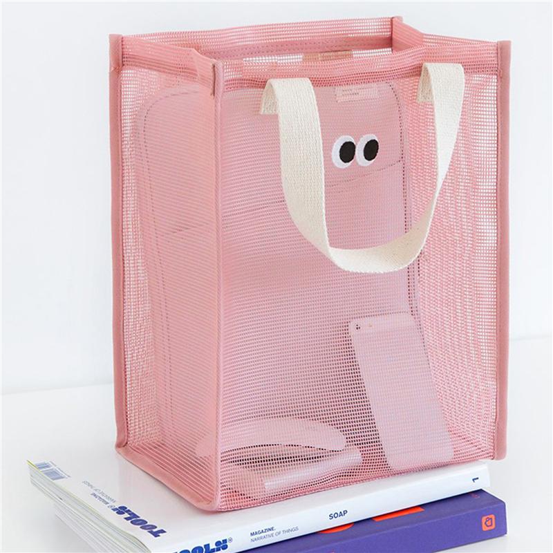 Women Summer Beach Bag Lovely Eye Print Ladies Casual Handbag Tote Bag Large Capacity Mesh Fabric Reusable Swimming Shoulder Bag