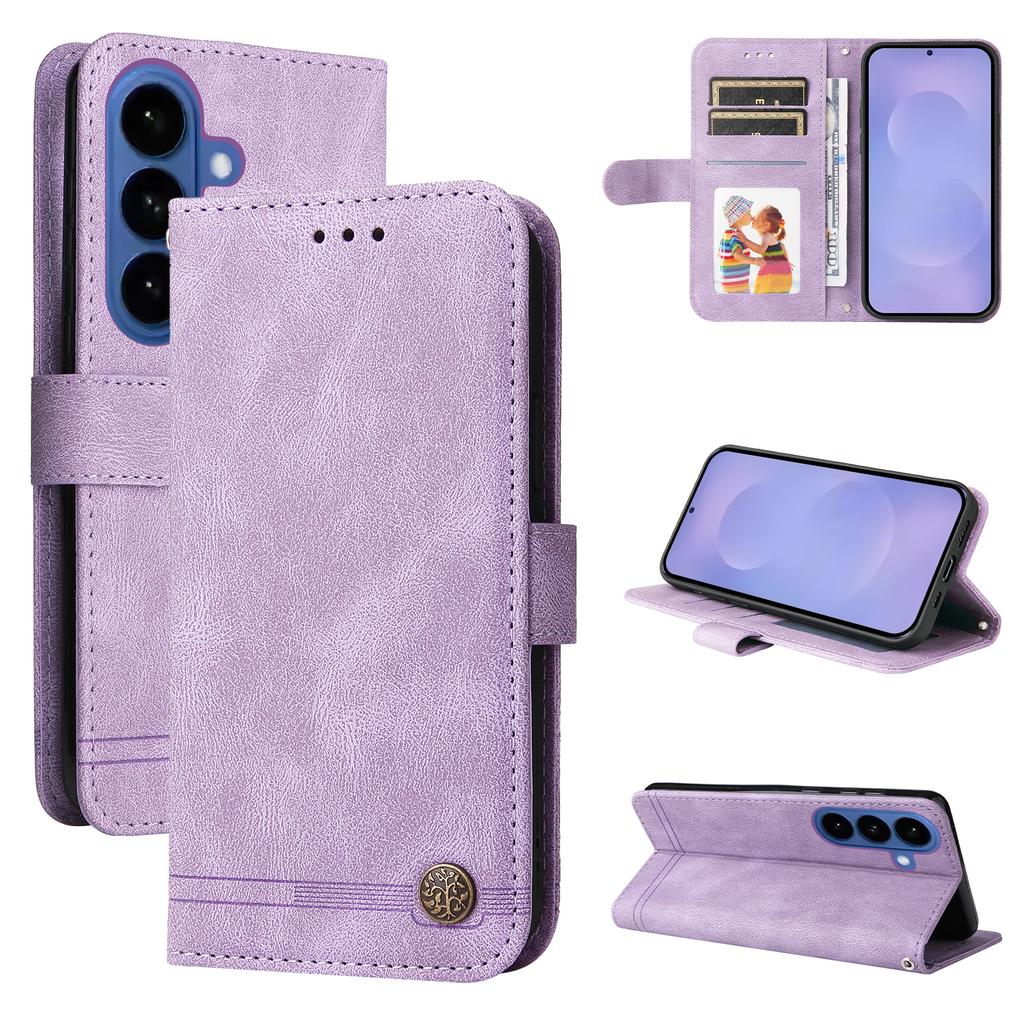 For Samsung Galaxy S26/S26 Pro Leather Wallet Cases Skin Touch Phone Cover Stand with Strap