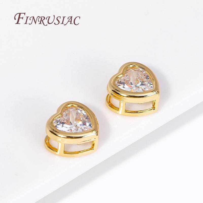 Trendy 18K Gold Plated Brass with Zircon Round/Heart Spacer beads,Separators For Beads,DIY Jewelry Making Supplies Wholesale