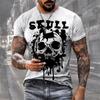 New Men's T-Shirts 3D Skull Printed Black Streetwear Short Sleeve Round-Neck Horror Halloween Man Tops Loose Fashion Gothic Tees