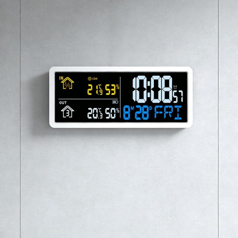 High Precise Digital Wall Clock With Multiple Temperature Humidities Display Simple LCD Room Clock For Living Room