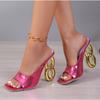 Fashion New Style Fashionable Golden Narrow Band Square Toe Women's Sandals Designer Fretwork High Heels Ankle Buckle Strap Ladies Shoes