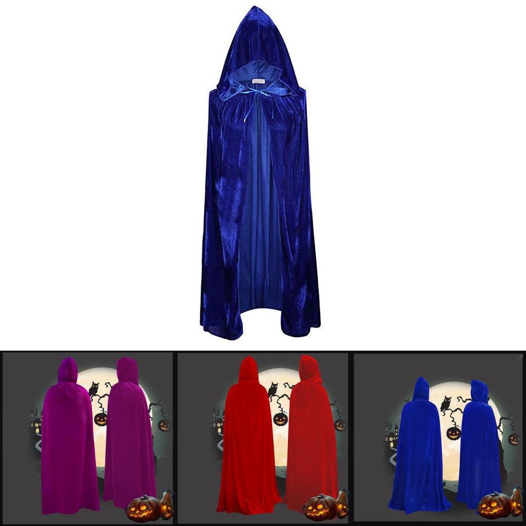 Vibrant Velvet Cloak With Hood In Multiple Colors For Halloween Festivities