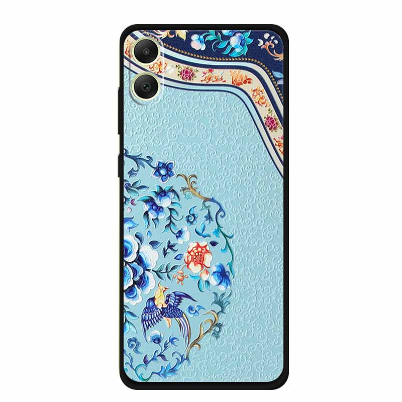 3D Emboss Case For Samsung Galaxy A06 M06 F06 A05 M05 F05 Phone Case A 06 M 05 Flower Black Silicone Soft Back Cover Coque Funda