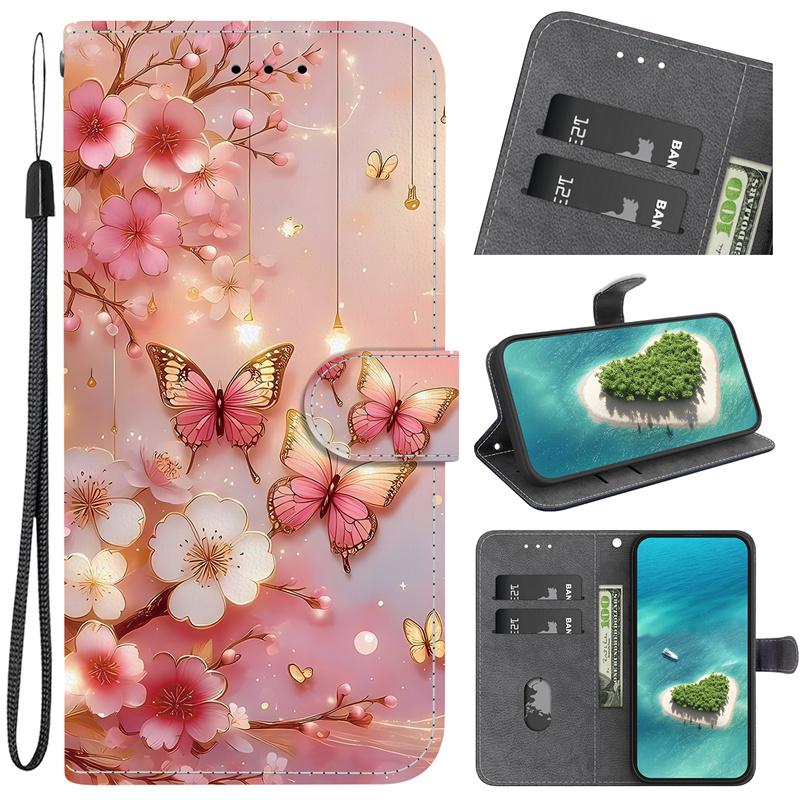Note15/Note14Pro+ Cat Bear Case for Redmi 15C 14C 13C A5 A3 Note 15 14 13 Pro Plus 5G 4G Case Wallet Flip Stand Back Cover Strap