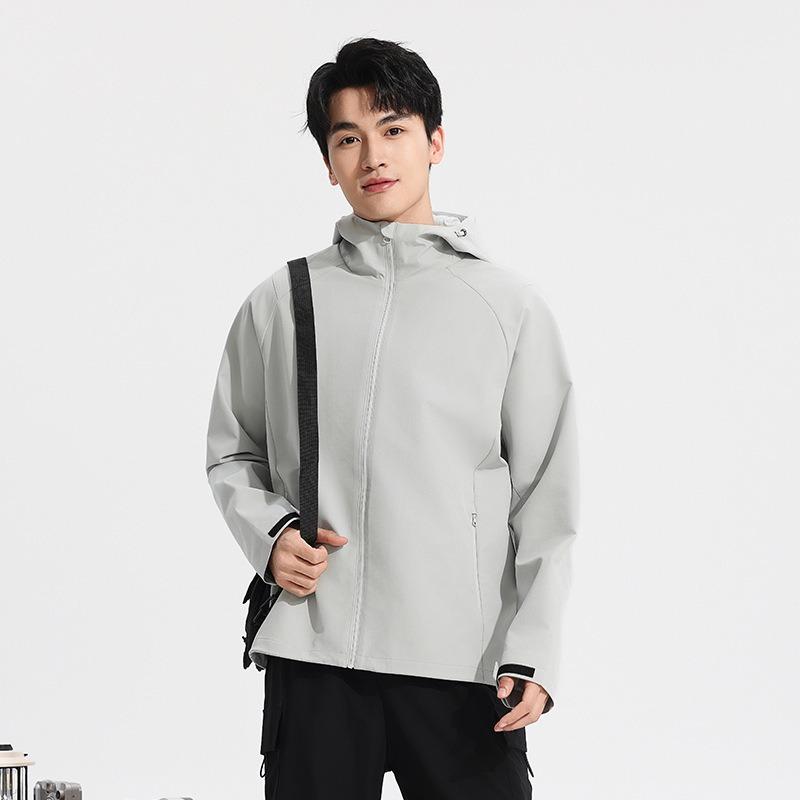 Elastischer Trenchcoat Herren Kapuze Locker Lässige Jacke Outdoor Sport Atmungsaktiv Bequem Einfarbig Mantel Damen