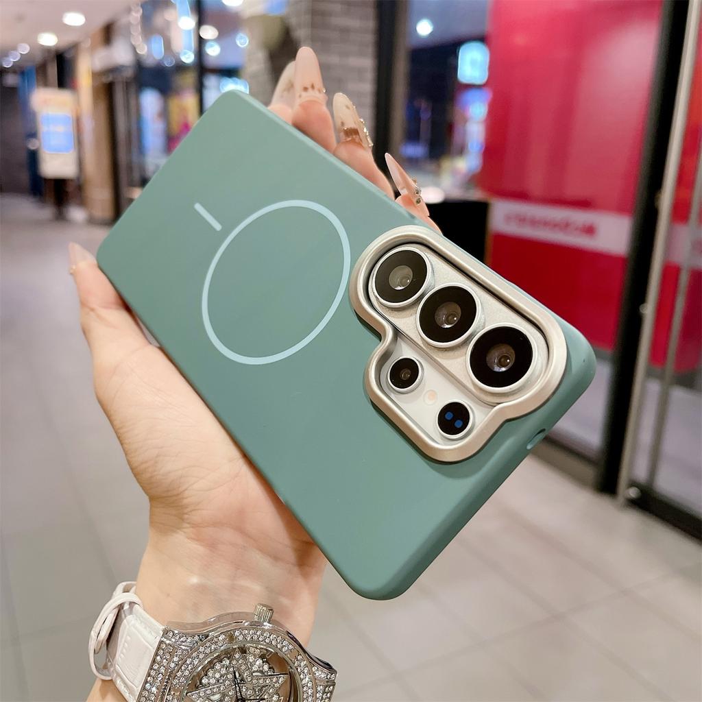 For Samsung Galaxy S26 S25 S24 S23 S22 Ultra Plus FE Shockproof Cover Funda Matte Hard PC Metal Frame For Magsafe Magnetic Case