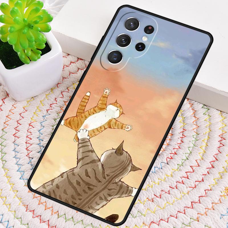 Süße Cartoon-Katze Handyhülle für Samsung Galaxy note 10 pro S26 Ultra S23 S24 FE S25 S21 S22 PLUS stoßfeste Abdeckung