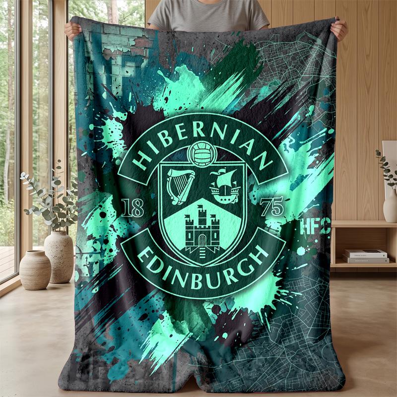 Hibernian FC Morbida Coperta in Pile di Flanella Leggera Accogliente Calda Coperta da Divano Letto Decorazione per la Casa