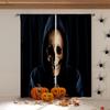 Halloween Decoration Curtains Horror Pumpkin Ghost Print Curtains High Quality Heat Insulation Blackout Curtains 2 Pieces