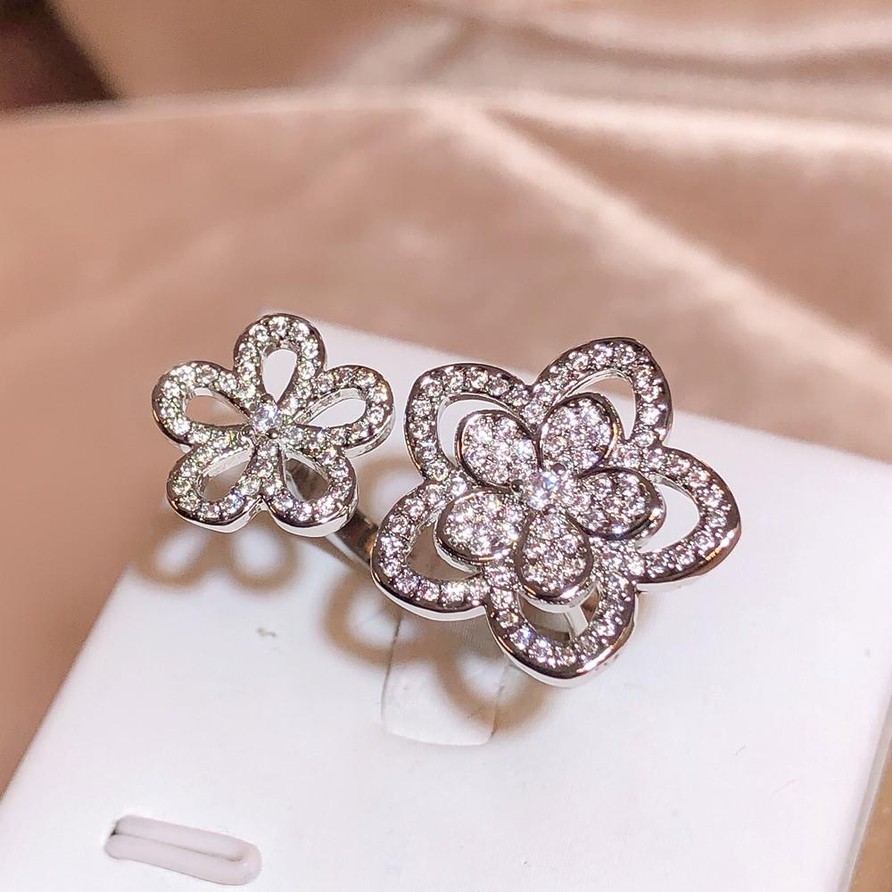 Exquisite Flower Rings for Women Fashion Open Adjustable Rings Wedding Bridal Jewelry Party Women for Jewelry Pop Flower Jewelry Ring