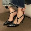 Pointed Toe Stilettos Rivet High Heels Women Gothic Elegant Sexy Luxury Designer Dress Strip Pole Dance Black Fashion Party