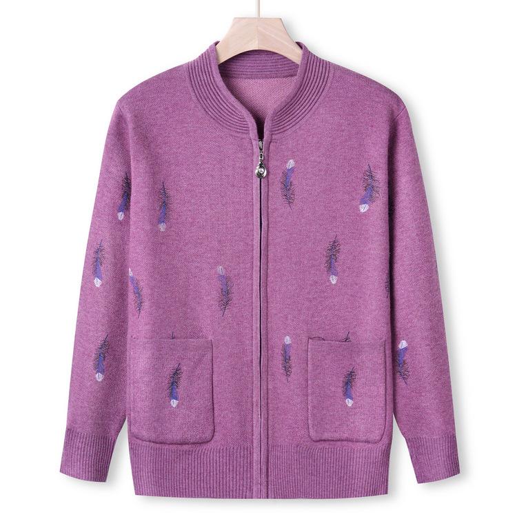 

Новый осенний вязаный жакет-свитер для бабушки, топ на молнии для женщин среднего и пожилого возраста, 60 лет, 70, осенний свитер для мамы 4XL