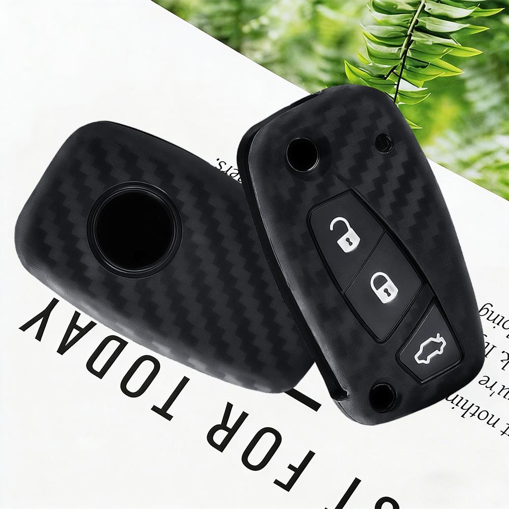 Kryt klíče od auta z uhlíkových vláken a silikonu Pro Fiat Panda Grande Punto Stilo Streetka Urban Doblo Bravo Dot Ducato 500 Příslušenství