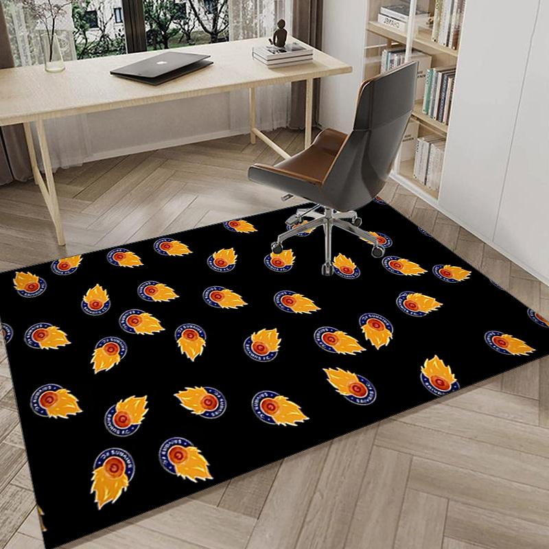 Flame Soccer Emblem Printed Area Rug for Office, Chair Rug, Decorative Carpet Floor Mat, Large Size Fan gifts Christmas gifts