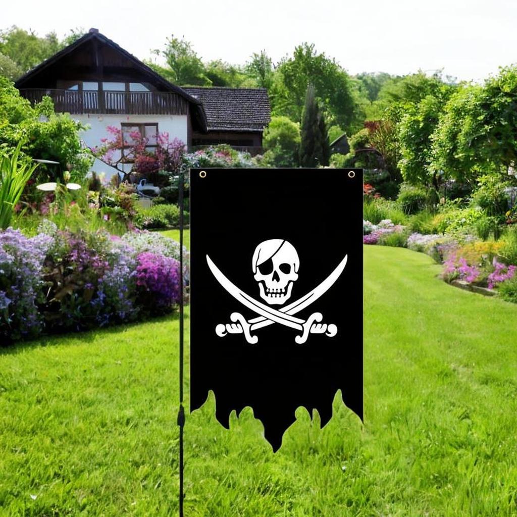 Halloween Pirate Flag Banner Crossbone Door Wall Hanging Decor for Restaurant Bar Kitchen