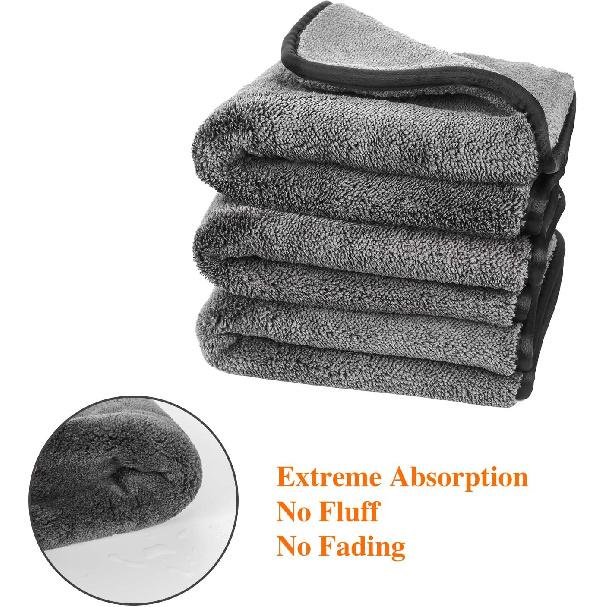 GTF Microfiber Car Cleaning Cloths, Upgraded 1200gsm Ultra-Thick Cars Drying Towel Microfiber Cloth for Car and Home Polishing Washing and Detailing