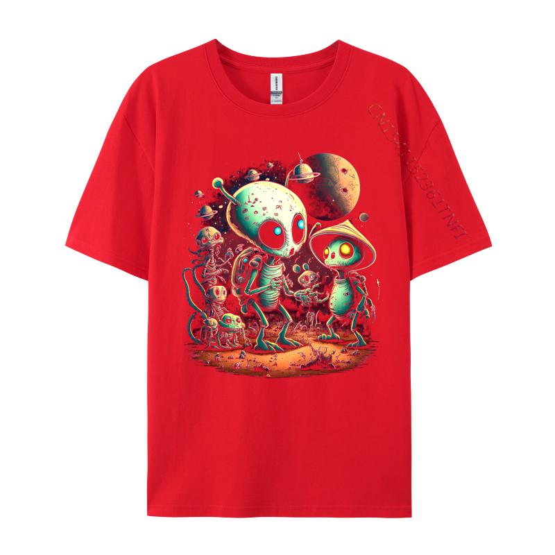 Tops T Shirt Lovely Aliens Tshirt Autumn Cotton Fabric Unisex T Shirt Design Hip Hop Alien Vistors TShirt