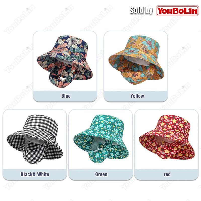 New Outdoor Summer Work Face Protection Full Protection Bucket Hat Seaside Sunscreen Mask Hats Integrated Fisherman Hats