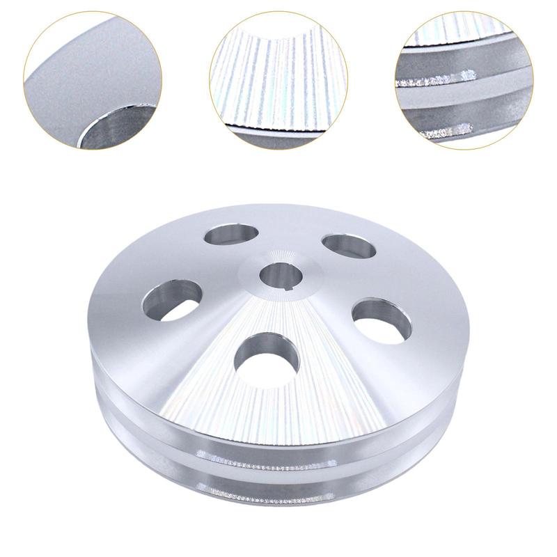 Chrome Double Groove Steering Pump Pulley Replacement Spare Part Durable Aluminum Alloy for Chevrolet Hydraulic System Repair