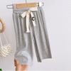 Girls' Wide Leg Pants Summer Style Loose Casual Baby Mosquito Proof Pants Gray Cropped Pants