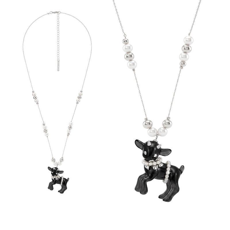 Minimalist Sheep Pendant Necklace Adjustable Long Alloy Chain Elegant Lamb Jewelry for Women Office Daily Wear