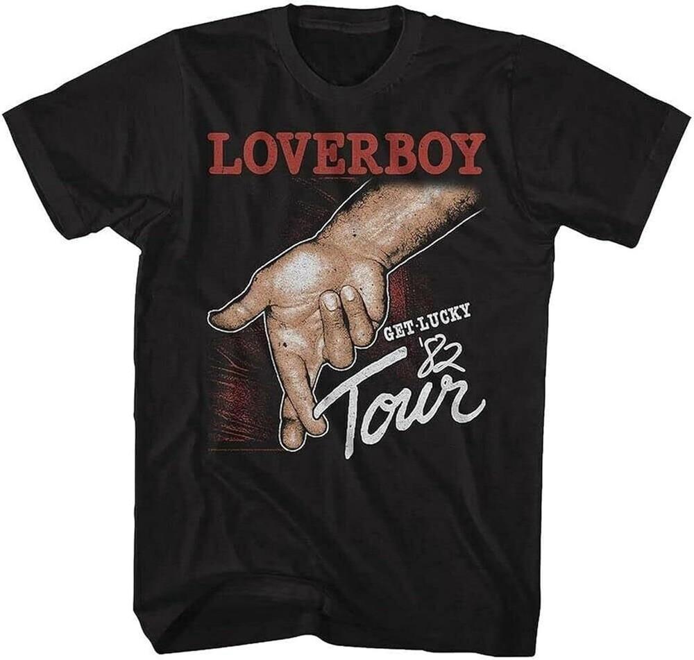 

Vtg Loverboy Get Lucky Tour Heavy Cotton Black Full Size Shirt Unisex T-Shirt L