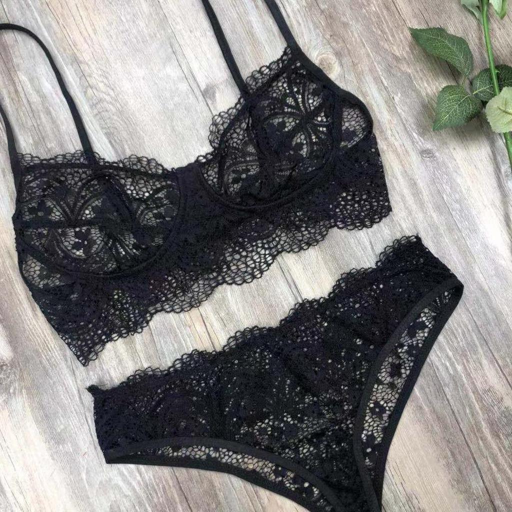 European and American Lace Camisole Bra and Triangle Panty Set - Sexy Temptation Lingerie