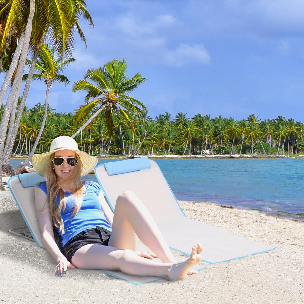 Beach Lounger, Sun Lounger, Garden Lounger, Foldable, Adjustable Backrest, Side Pocket, 48 Cm X 134 Cm X 33-43 Cm, Beige