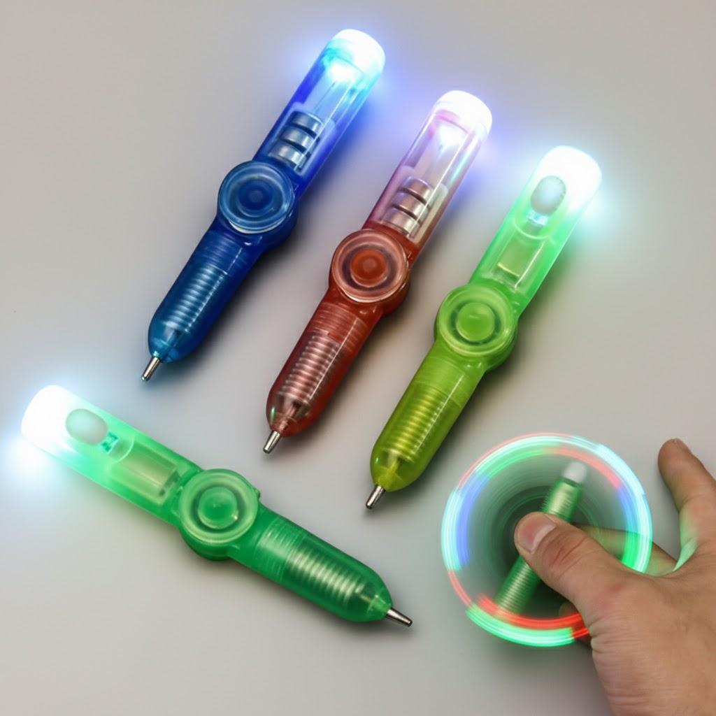 

Creative Stress Relief LED Luminous Ink Pen Office Supplies Fingertip Rotating Magic Decompression Toy Stationery