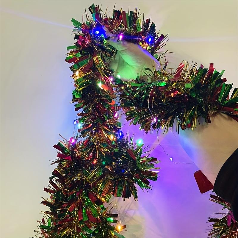 Christmas Tinsel Garland Thick Hanging Decorations for Xmas Party Indoor Outdoor (Without Battery)  for Festive Decorations