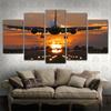5 Pieces Wall Art Canvas Painting Landscape Poster Airplane In The Sunset Modern Living Room Nordic For Decoration Home