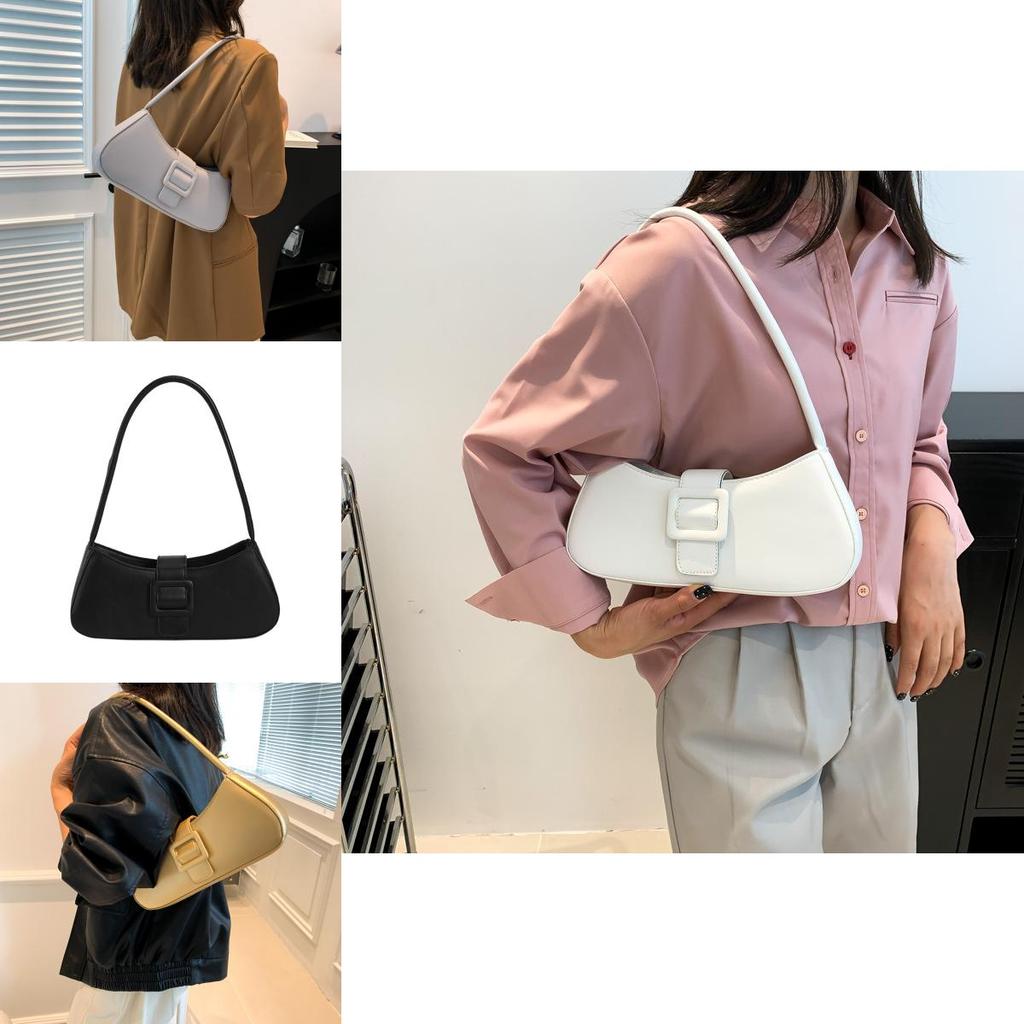 Stylish Minimalist Black And White Pu Baguette Handbag For Daily Use With Unique Features