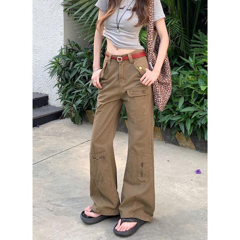 American High Street Parka More Pockets Slightly Pull Denim 2025 This Year Popular High Waist Slimming Versatile Pants Female Fashion