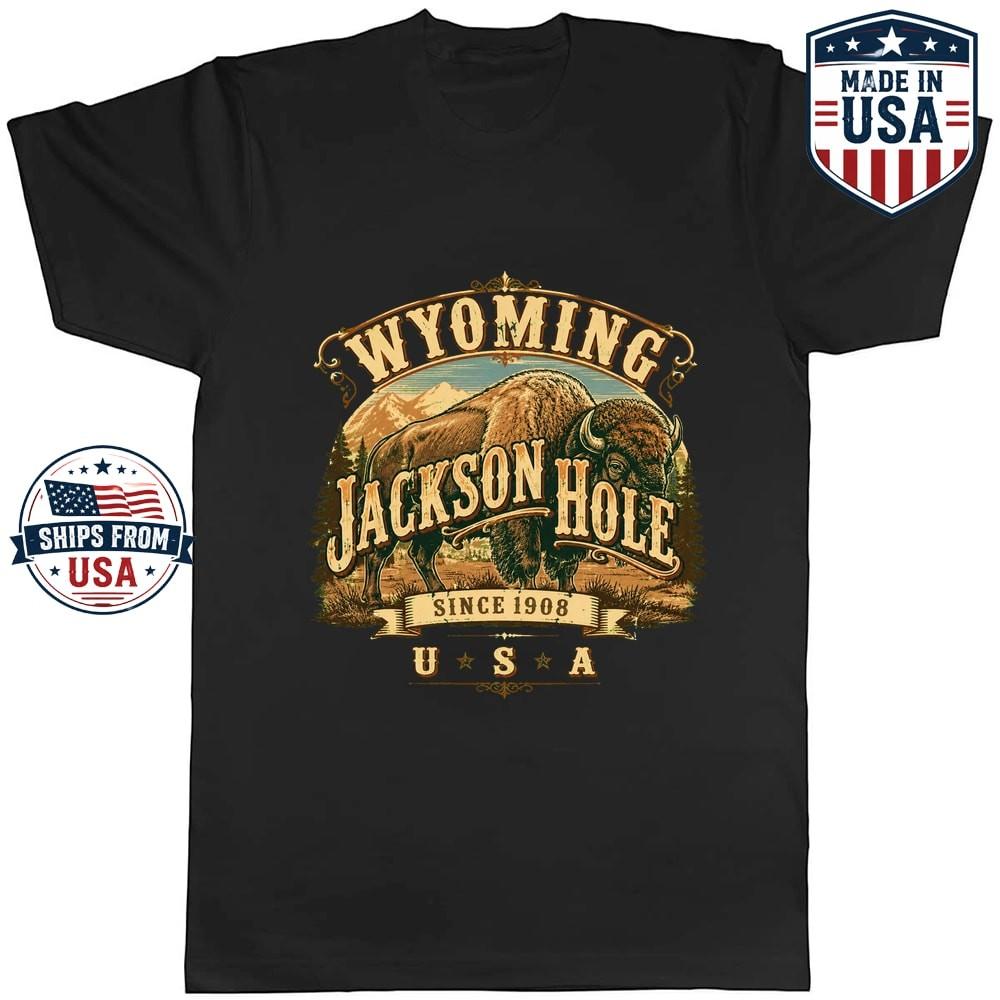Jackson Hole Buffalo Wyoming Graphic T-Shirt Western Travel