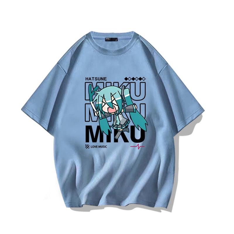 Diva Miku Hatsune Baumwoll-Kurzarm Herren Oversize T-Shirt für Teenager