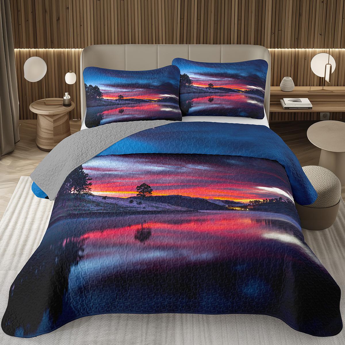 

Natural Scenery Coverlet Set Queen Twin Size, stic Natural Lake Scenery Bedspread Sets Vintage Woodland Farmhouse Bedding Set 135x200cm